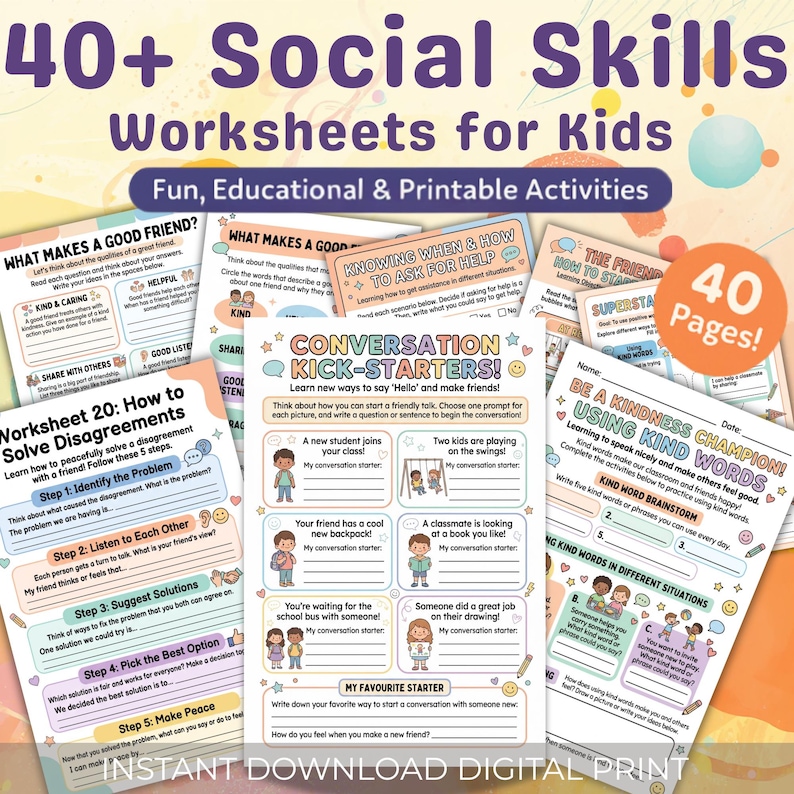 Kids Social Skills Worksheets – SEL Activities for Emotional Learning ...