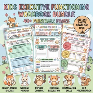 Executive Function Worksheets for Kids Printable 40 Activities ADHD Skills Focus Planning Organization PDF