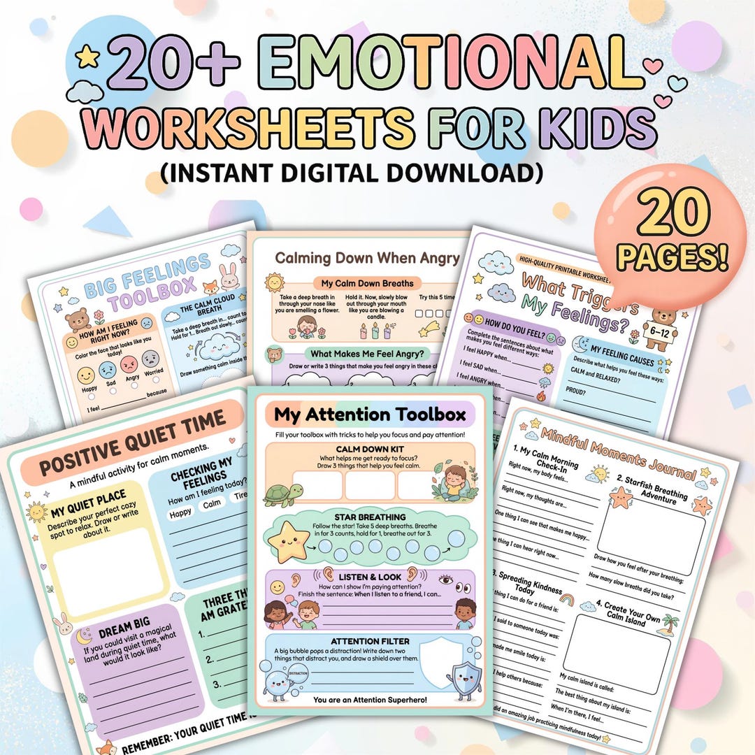 SEL Worksheets for Kids Calm Down Activities 20 Printable Coping Skills ...