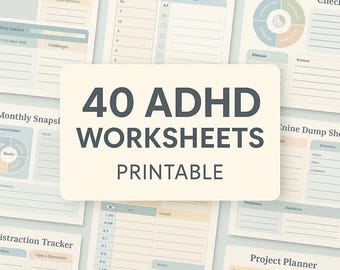 ADHD-werkbladen voor volwassenen en tieners: executieve functies, focus en organisatievaardigheden Afdrukbare pdf-therapie-activiteiten