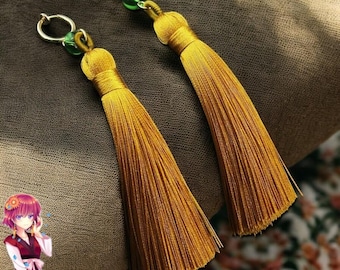 Anime Yon4 0f the D4wn Earrings - Akatsuki No Yona Princess Tassel Jewelry with Green Beads - Perfect Cosplay Gift for Women