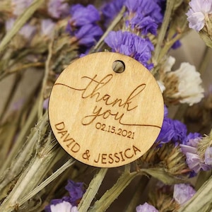 20/50/100 Stück Personilazed Holz Hochzeit Dankeschön-Tag, Hochzeit Gunsten Tags, personalisierte Geschenkanhänger, Holzanhänger, personalisierte Geschenkanhänger