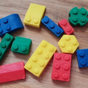 24 Edible Sugar Building Blocks: Handmade Blue, Red, Yellow and Green Cake Decorations