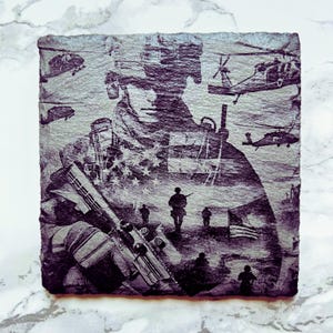 Military Laser Engraved Slate Coasters