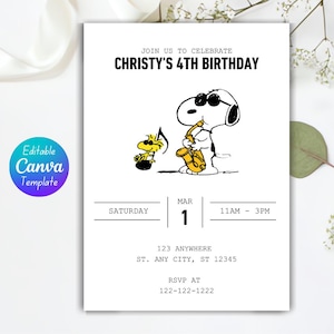 Invitation fraîche d'anniversaire de chien | Invitation à une soirée modifiable sur le thème du jazz | Anniversaire de mélomane | Téléchargement numérique