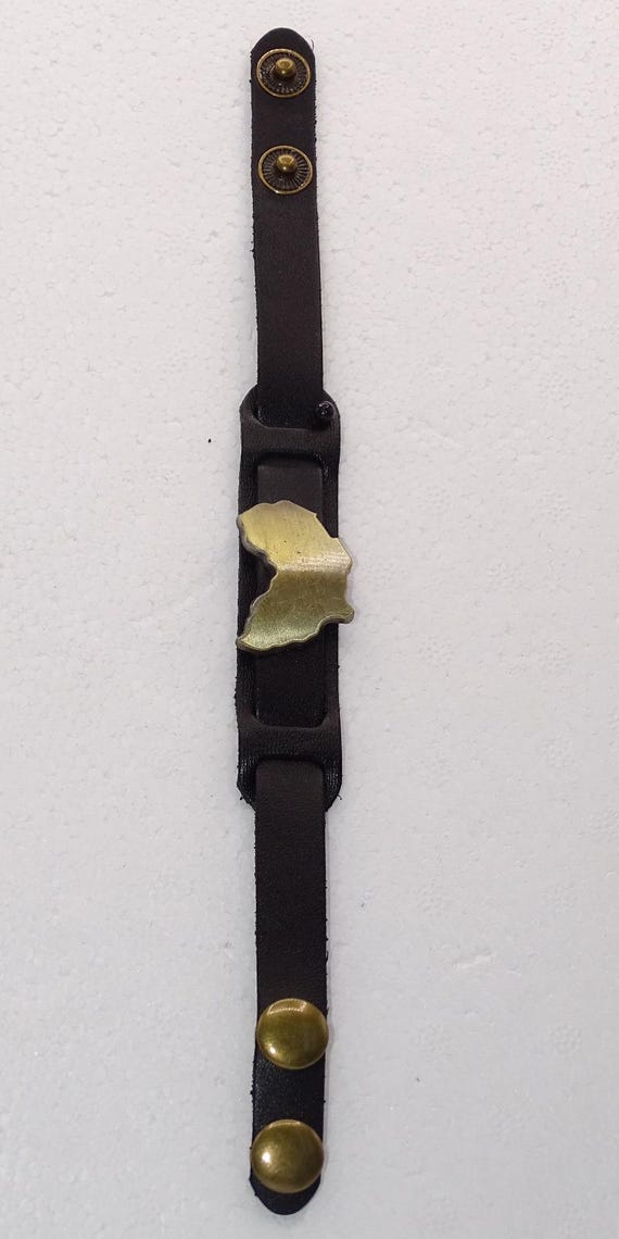Handmade African map leather bracelets