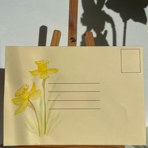 Carta del mes de marzo “Narcisos de primavera” – Acuarela sobre sobre