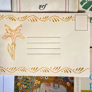 Lettre "Fleur Art nouveau" - Aquarelle sur enveloppe