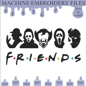 Halloween Friends Embroidery Design: Spooky Machine Embroidery (Instant Download, 6 Sizes)