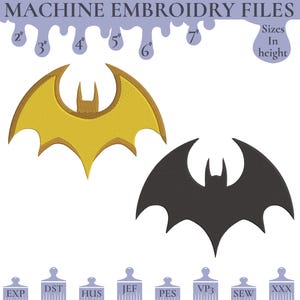 Superhero Bat Embroidery Design: 6 Sizes (Instant Download)