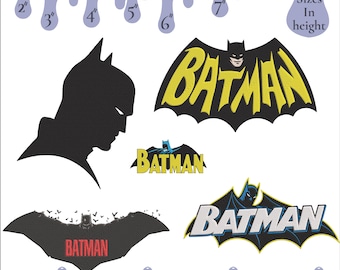 Disegno da ricamo a forma di pipistrello: pacchetto logo supereroe (download digitale)
