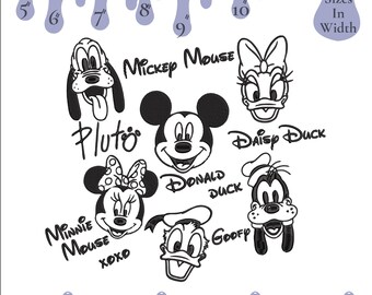 Mickey & Friends Outline Embroidery Design – Daisy and Minnie Bundle, 6 Sizes (Instant Download)