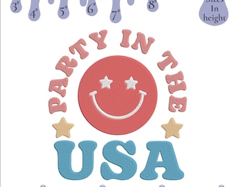 USA Celebration Embroidery Design: Patriotic Smile Face (4x4 5x7 Hoop)