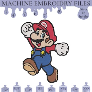 Mario für Stickmaschine, Stickdatei Super Mario Stickdateien | Sofortdownload | Mario Bros PES DST Exp Jef Hus Vp3 Formate