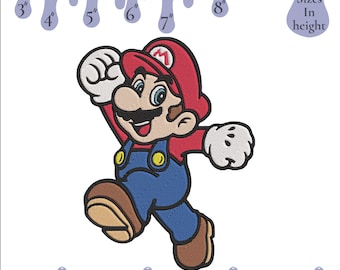 Diseño de bordado a máquina de Mario: Super Mario Bros. en varios tamaños (descarga instantánea)
