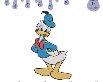 Diseño de bordado a máquina del Pato Donald enojado, 6 tamaños, descarga instantánea