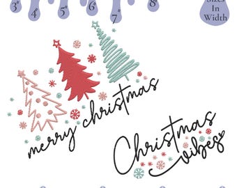 Christmas Tree Machine Embroidery Design, Holiday Vibes (Digital Download)