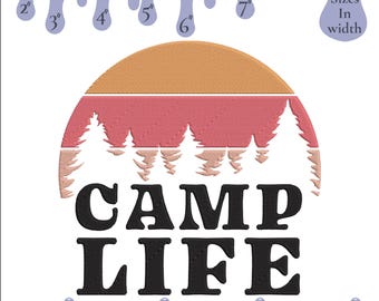Camp Life Embroidery Design: Adventure Embroidery (6 Sizes) (Digital Download)