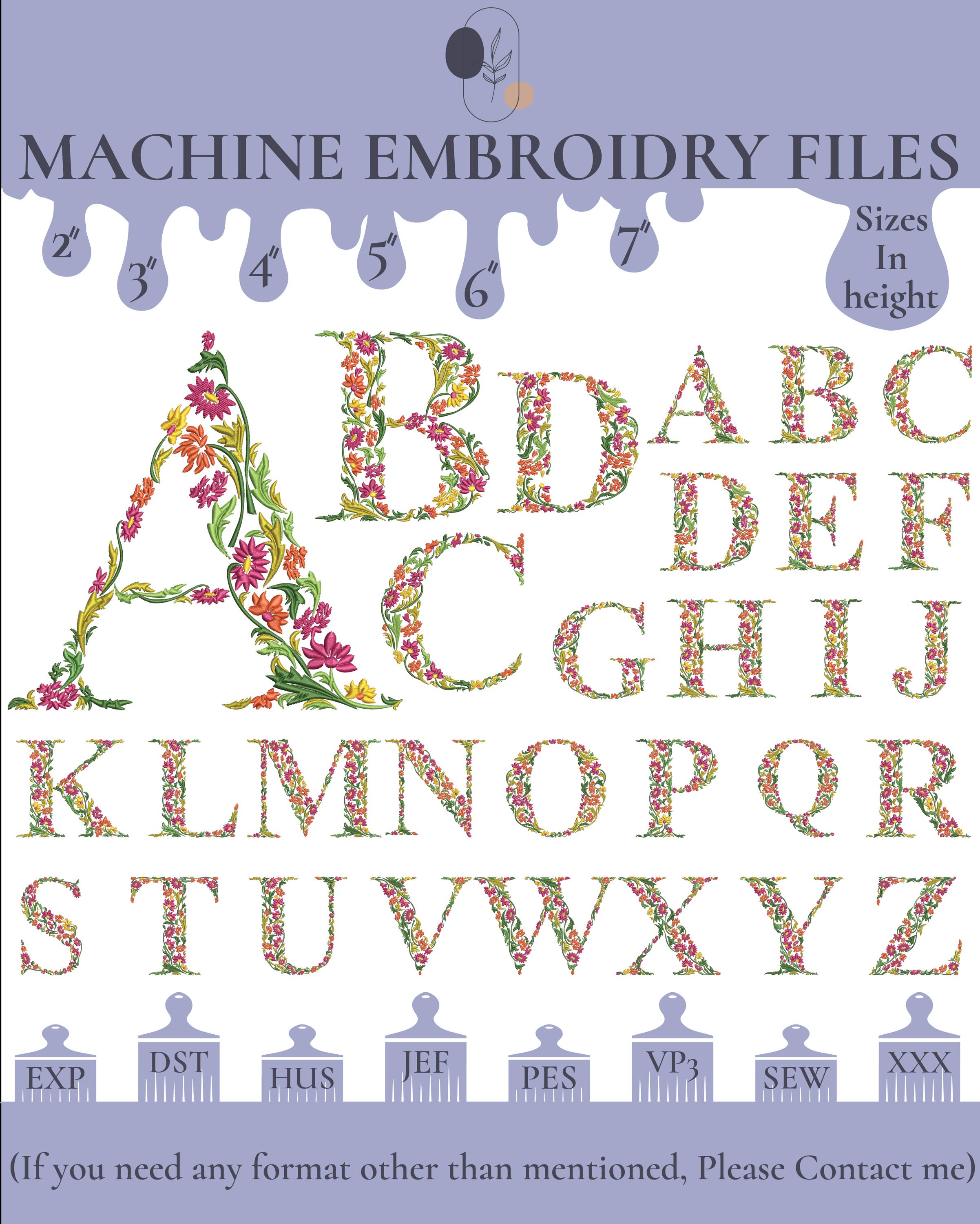 Floral Letters Machine Embroidery Designs: Full Alphabet (instant ...