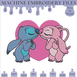 Lilo & Stitch Heart Embroidery Design: 6 Sizes (Digital Download)