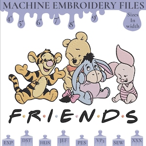 Baby Winnie the Pooh & Friends Machine Embroidery Designs | Digital Download | 6 Sizes | Tigger Piglet Eeyore Embroidery Files
