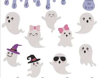 Ghost Embroidery Design Bundle, Halloween Applique (Instant Download