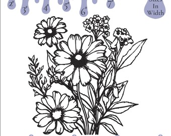 Wildflowers Machine Embroidery Design, 6 sizes, PES DST SEW (Instant Download)