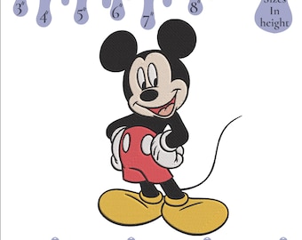 Mickey Mouse Embroidery Design: Fill Stitch, 6 Sizes (Instant Download)