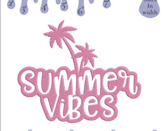 Summer Vibes Embroidery Design: Beach Palm Tree (Digital Download)