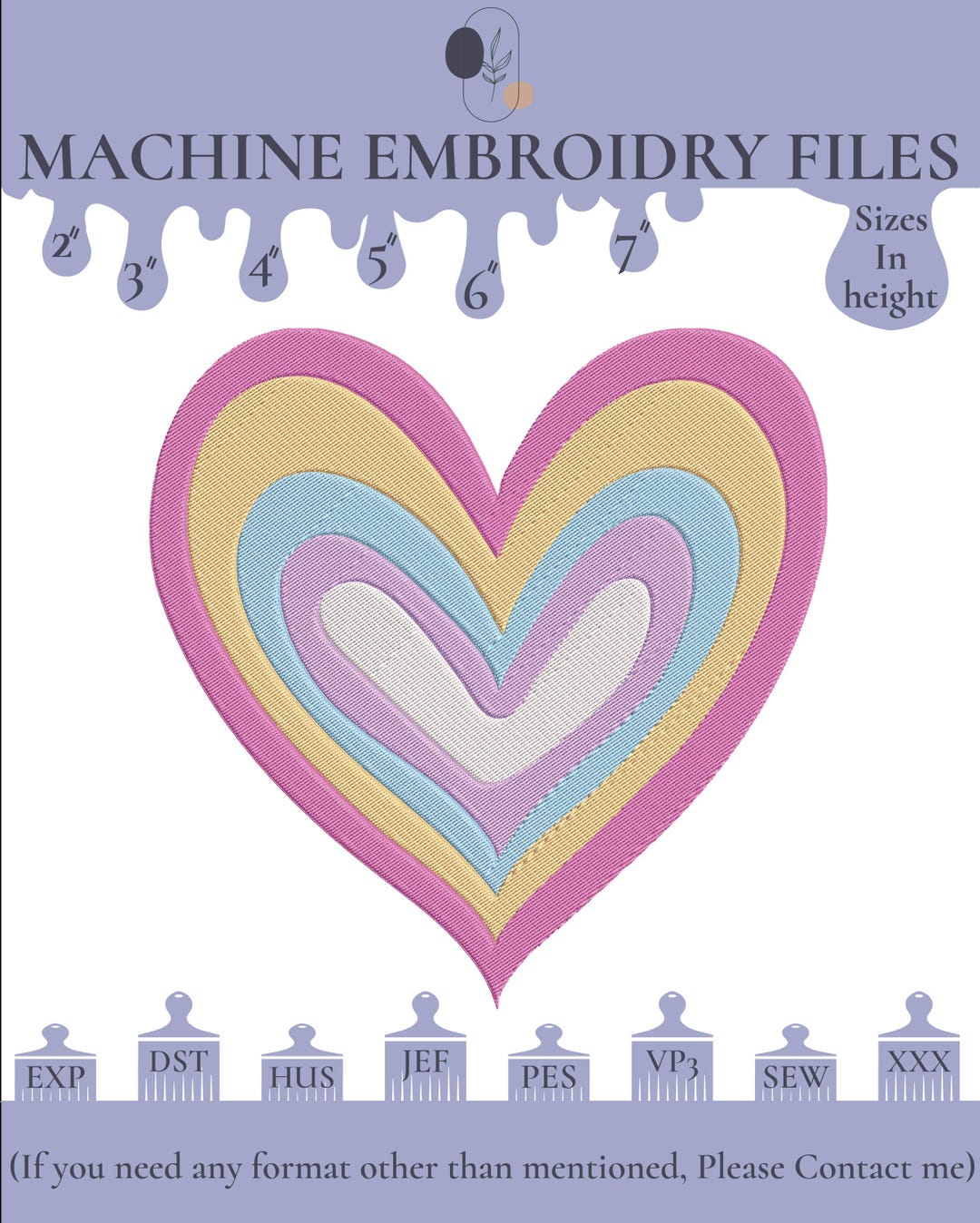 Rainbow Heart Machine Embroidery Design: 6 Sizes (instant Download) - Etsy