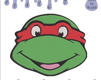 Green Masked Turtle Embroidery Design: Ninja-Inspired Machine File (Digital Download, 4x4 5x7 Hoop)