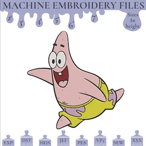 Patrick Star Embroidery Design - Spongebob Character Embroidery - 6 sizes - Instant Download