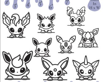 Fantasy Fox Creature Peekers Bundle Outline Embroidery File Pack, PES DST SEW, (Digital Download)
