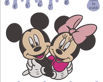 Mickey and Minnie Mouse Love Machine Embroidery Design (Instant Download)