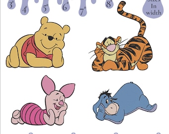 Winnie Pooh & Friends Embroidery Design: 6 Sizes (Digital Download)