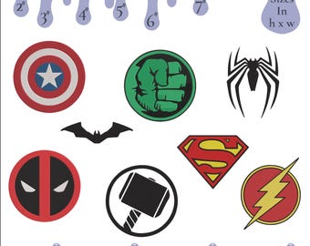 Superhero Logos Embroidery Design: Fill Stitch Patches (Instant Download)