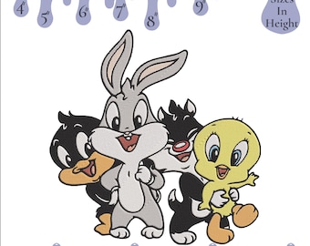 Baby Tunes Friends Embroidery Design | Instant Download | Multiple Sizes | DST PES JEF VP3