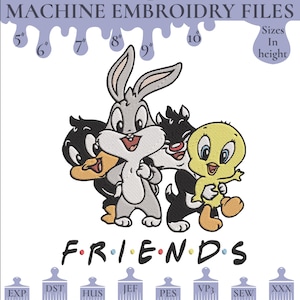 Diseño de bordado de los amigos de los Looney Tunes bebés / Descarga instantánea / Varios tamaños / DST PES JEF VP3