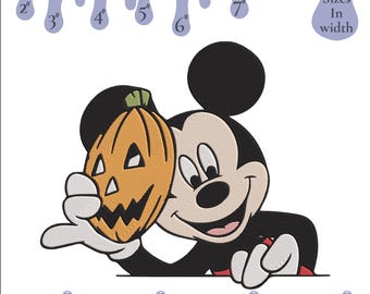 Halloween Mickey Mouse Pumpkin Embroidery Design: 6 Sizes (Instant Download)