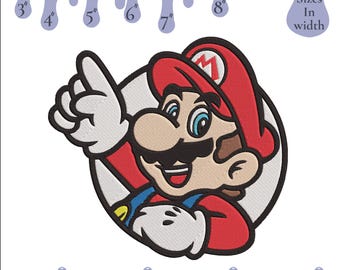 Archivo de bordado de Super Mario: 6 tamaños (descarga digital)
