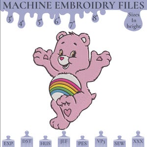 Care Bears Embroidery Design, Rainbow Machine Embroidery Files, 6 Sizes, Instant Download