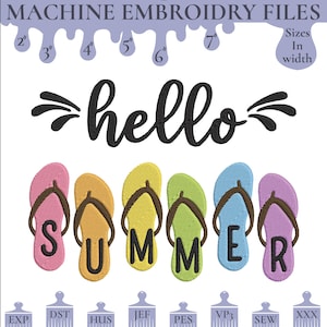 Summer Time Flip-Flops - Digital Embroidery Design, 6 Sizes, Instant Download