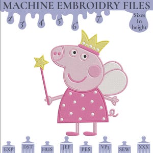 Peppa Pig Machine Embroidery Design – 6 Sizes (PES, DST, JEF, VP3) | Instant Download
