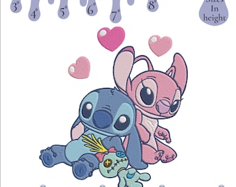 Stitch and Lilo Embroidery Design: Machine Embroidery File (Digital Download)