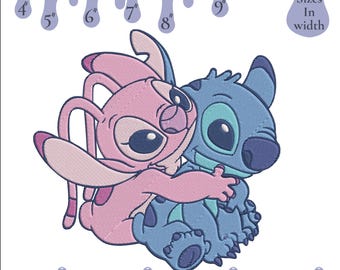 Lilo and Stitch Hug Embroidery Design: Angel, 6 Sizes (Instant Download)