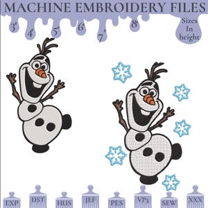 Happy Olaf Embroidery Design: 6 Sizes Frozen Applique (Instant Download)