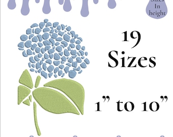 Hydrangea Embroidery Design: Mini Flower, 19 Sizes (Instant Download File)