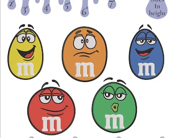 M&M Character Embroidery Designs: Candy Faces Bundle (PES DST JEF Exp Vp3)