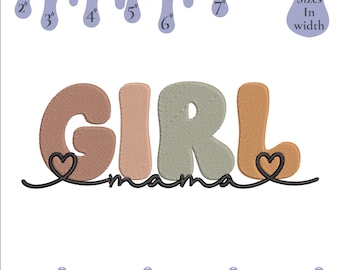 Diseño de bordado "Niña Mamá", 6 tamaños, descarga instantánea
