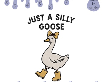 Silly Goose with Bow Machine Embroidery Design (Digital Download)
